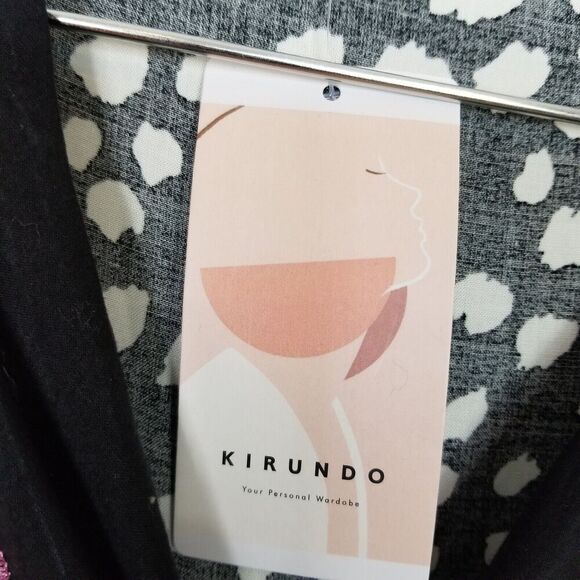 KIRUNDO Women Leopard Mini Dress Embroidered Floral Sz L V-Neck Flowy Boho - Picture 6 of 7